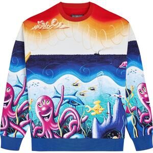 Vilebrequin x Kenny Scharf Octopus & Sharks Crewneck Sweatshirt Unisex Large NWT